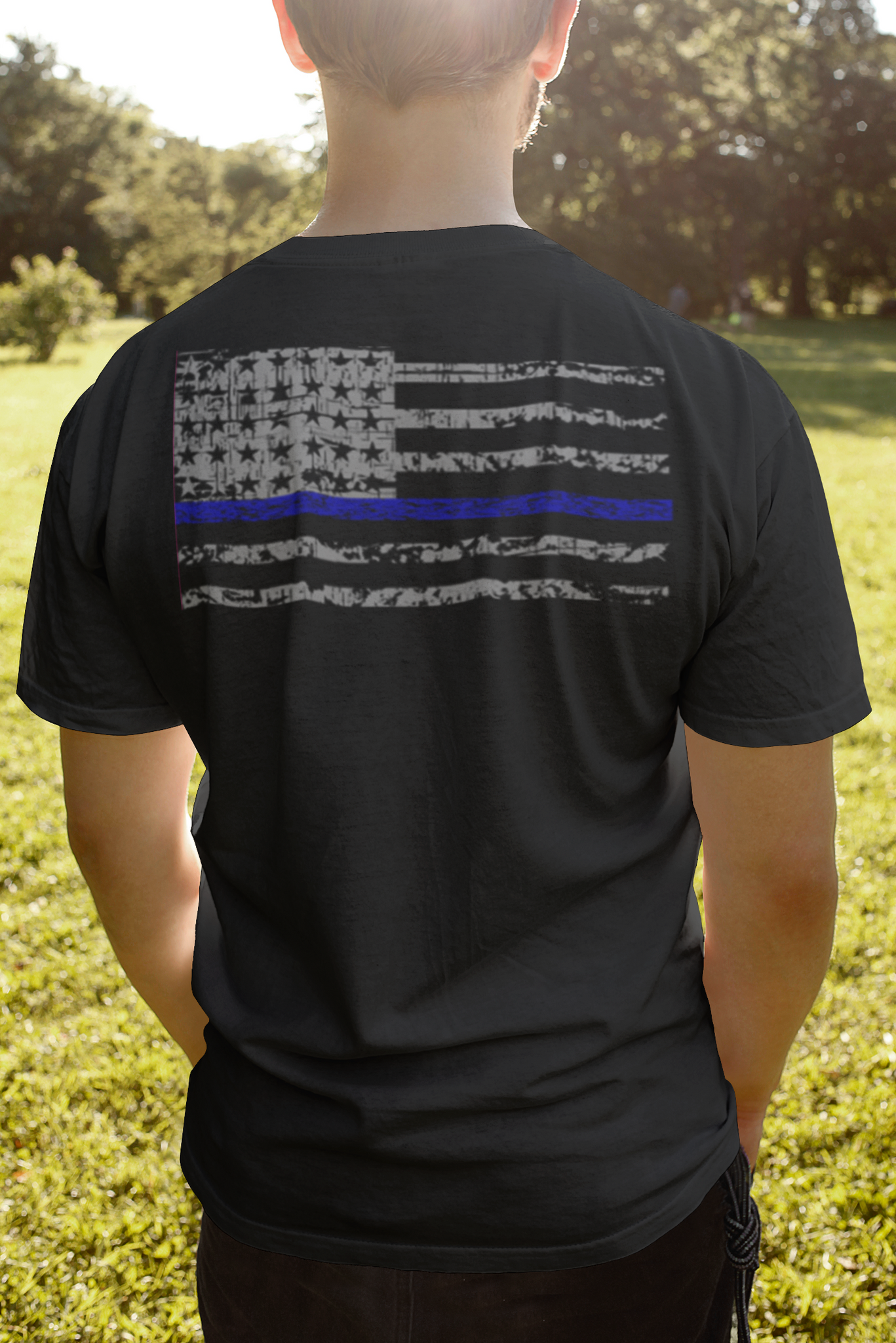 Blue line best sale flag shirt